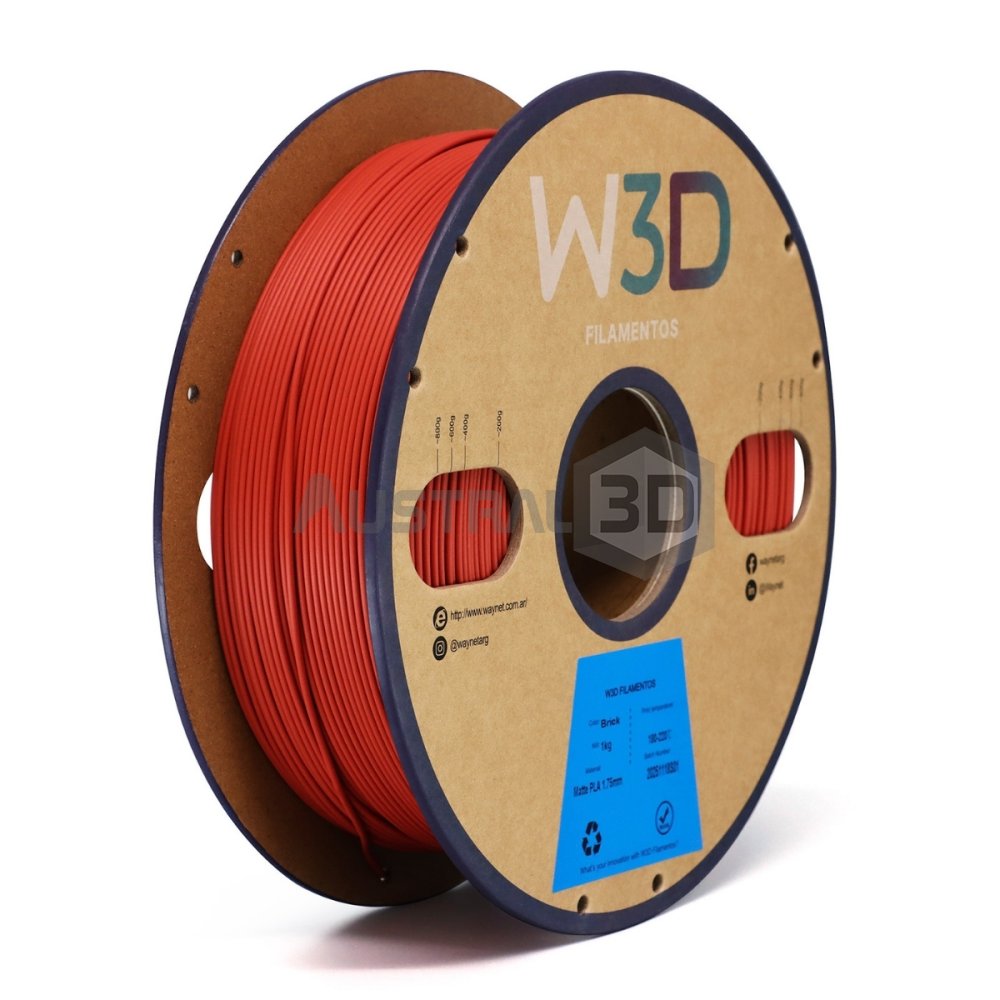Filamento PLA Mate W3D 1kg ROJO LADRILLO