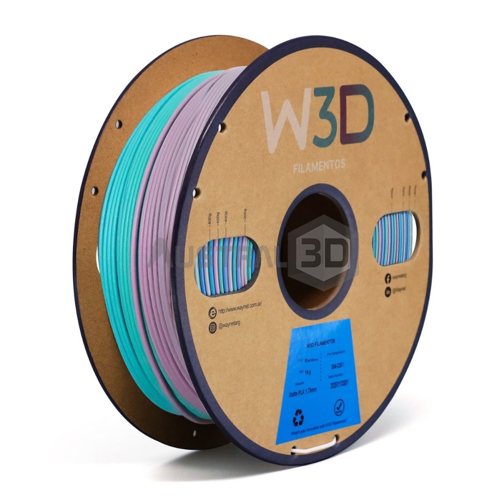 Filamento PLA Mate W3D 1kg Macaron Arcoiris
