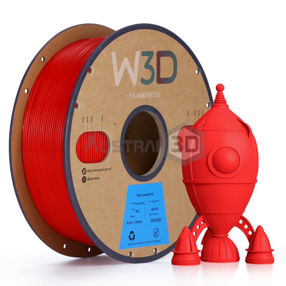 Filamento PLA+ W3D 1kg ROJO ENERGY