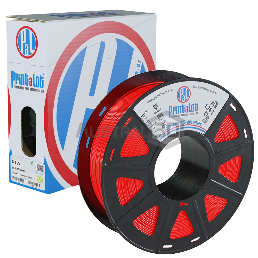 Filamento 3D Printalot 1.75mm 1kg PLA ROJO FLUO