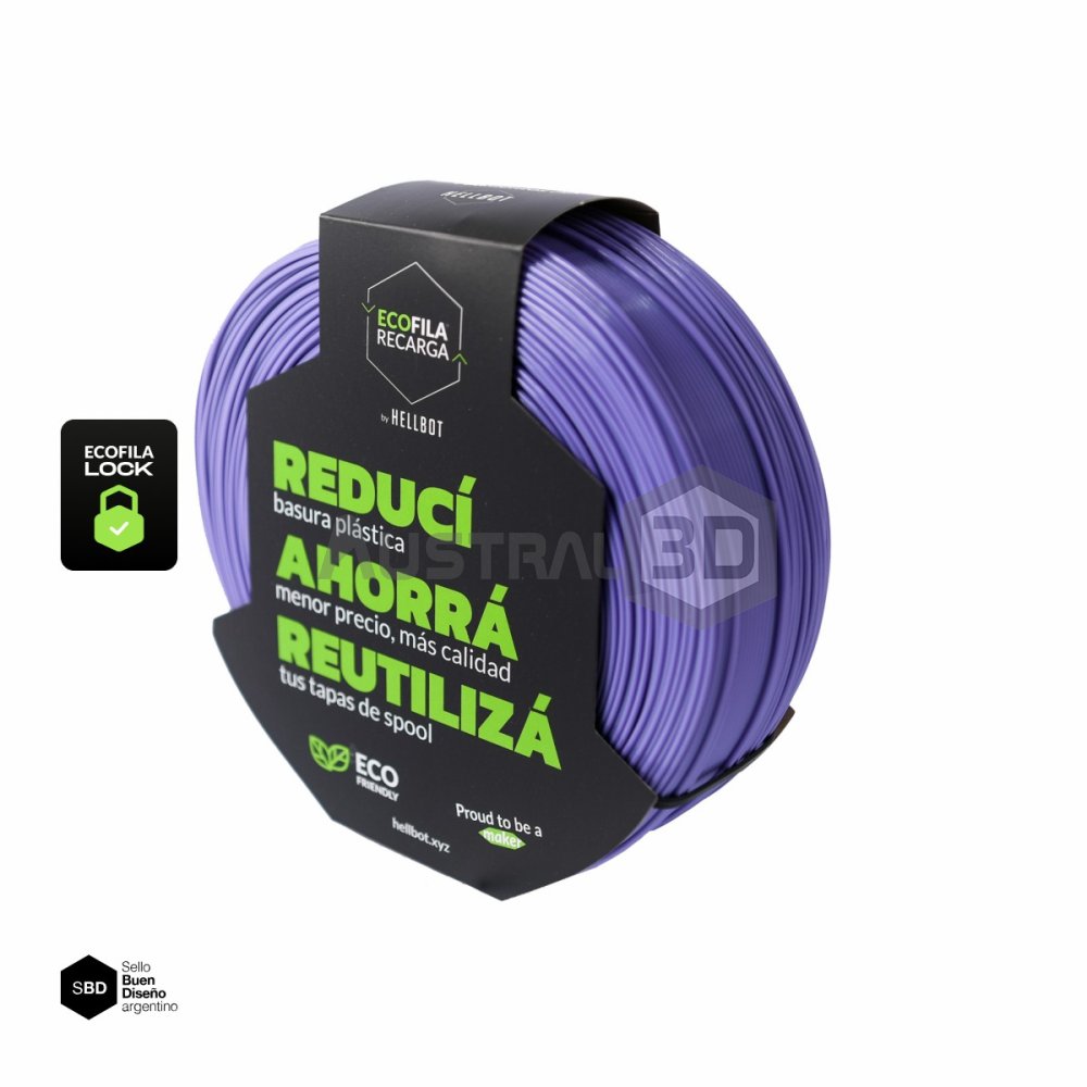 Filamento 3D RECARGA LOCK PLA 1.75 Hellbot 1kg VIOLETA