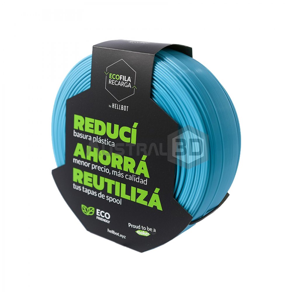 Filamento 3D RECARGA PLA 1.75 Hellbot 1kg AQUA