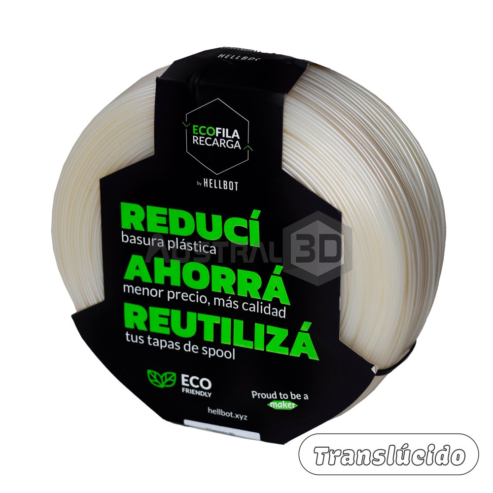 Filamento 3D RECARGA PLA 1.75 Hellbot 1kg DIAMANTE TRANSLUCIDO 