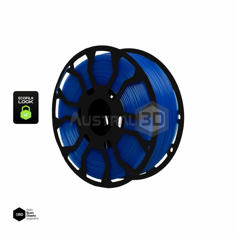 Filamento 3D ECOFILA LOCK PLA 1.75 Hellbot 1kg ZAFIRO TRANSLUCIDO 
