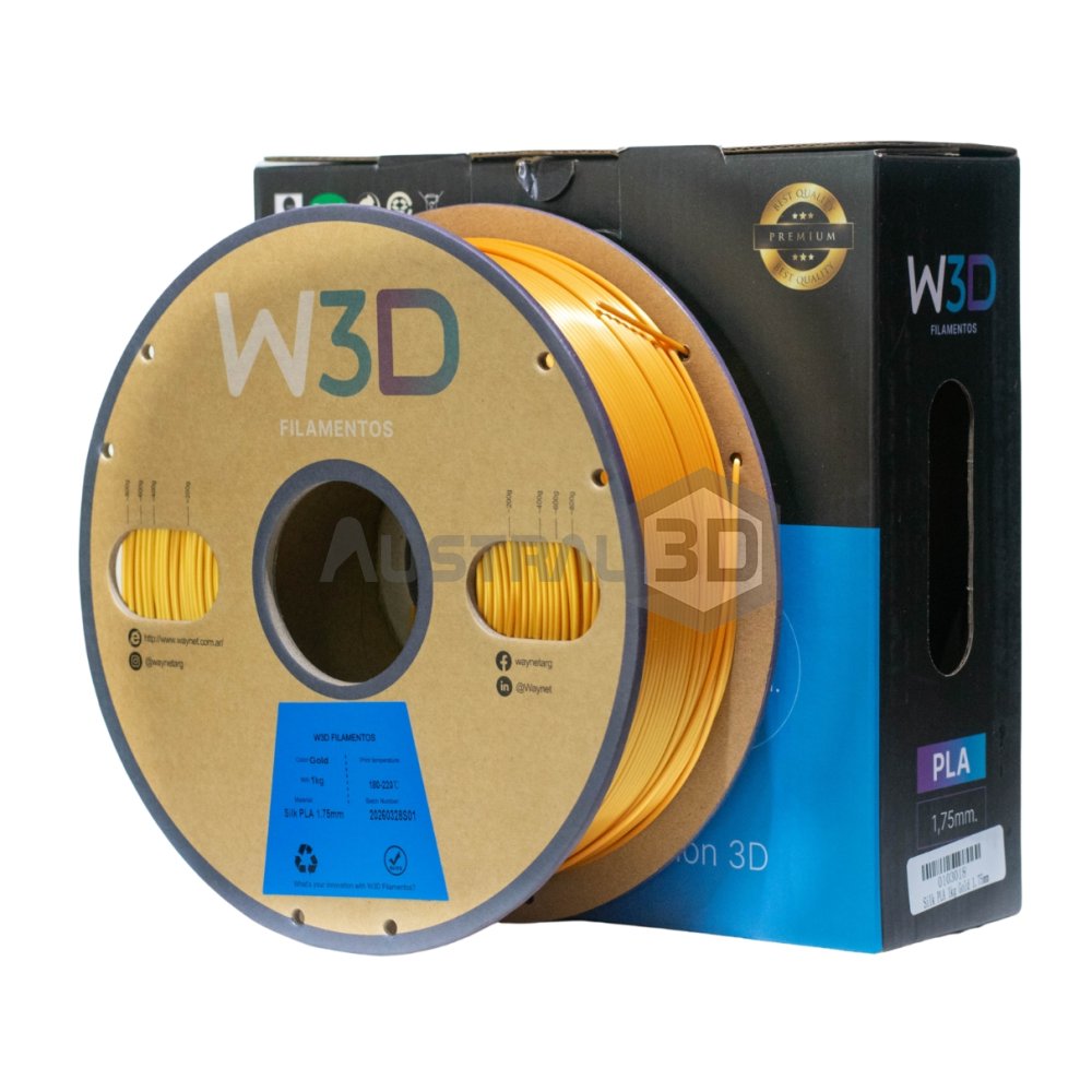 Filamento 3D PLA Silk W3D 1kg ORO DORADO